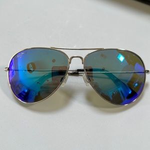Maui Jim Men’s sunglasses in silver metal frames and aqua lenses